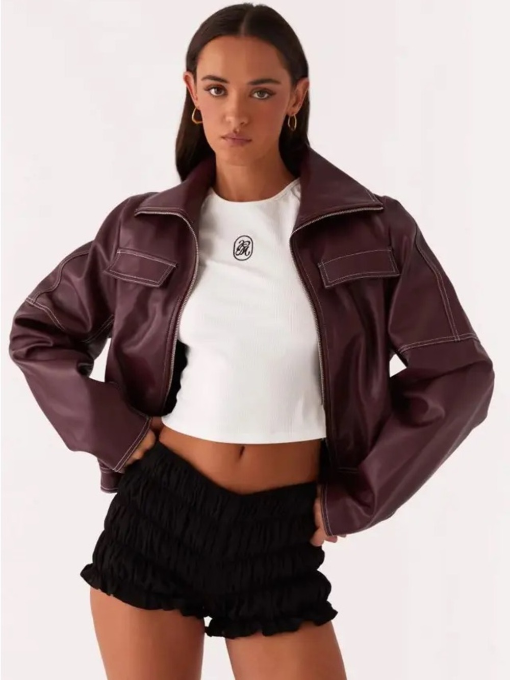 Peppermayo meant to be pu cropped jacket - size s/m